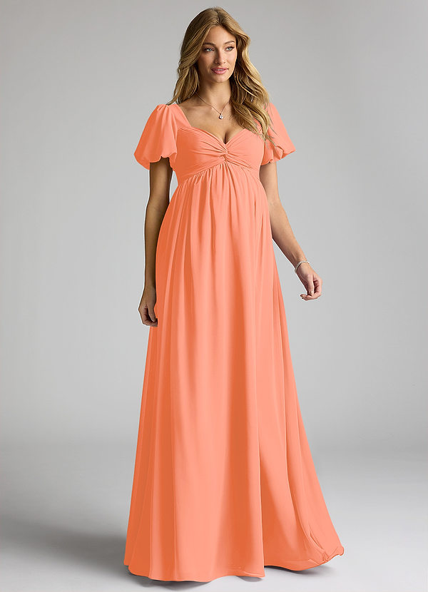 Azazie Madisynn Robe demoiselle d'honneur enceinte Robe Arc Longueur ras du sol Mousseline de soie image1