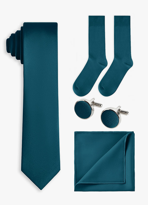 front Bijpassende kleur 4-delige stretch satijnen skinny stropdasset