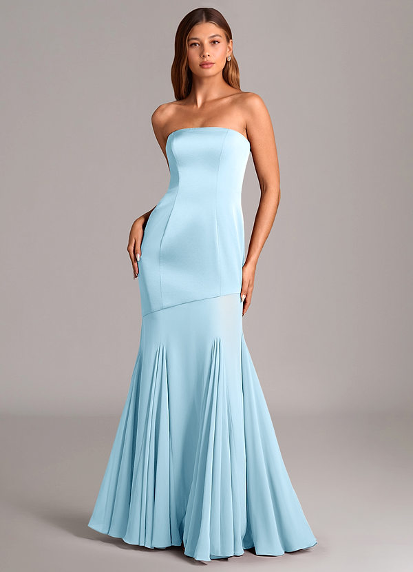Azazie Uma Abiti da Damigella Abito Convertibile Sirena in Chiffon Senza Cinturino Azzurro image1