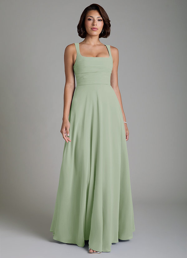 Azazie Azaria Abiti da Damigella Abito A-Line in Chiffon Corsetto Verde Salvia image1