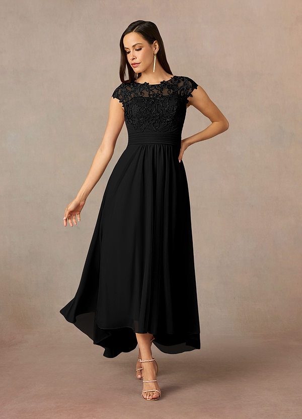 Azazie Amara Mother of the Brides Dresses Black A-Line Lace Dress image1