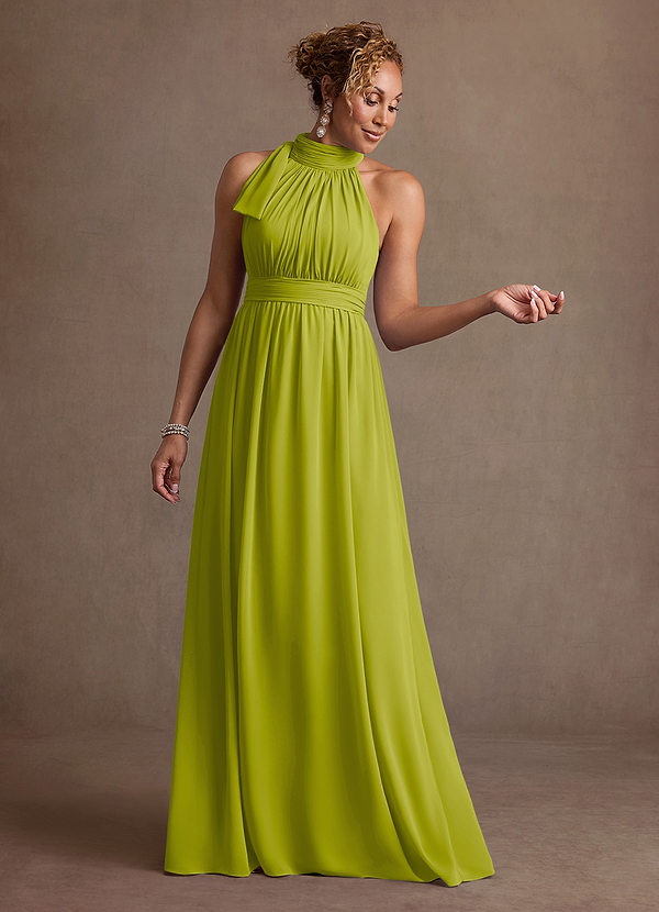 Azazie Antoinette Mother of the Brides Dresses Lemongrass A-Line Pleated Chiffon Dress image1