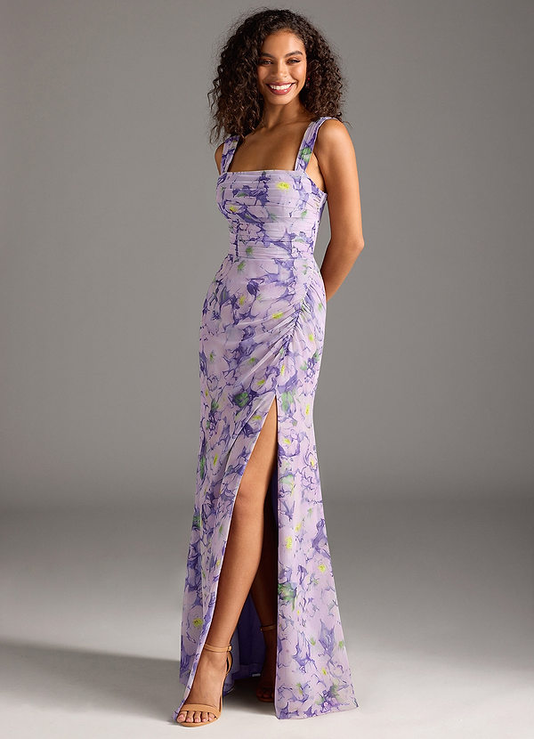 Azazie Jesaphine Bridesmaid Dresses Lilac Bloom Sheath Bow Chiffon Dress image1
