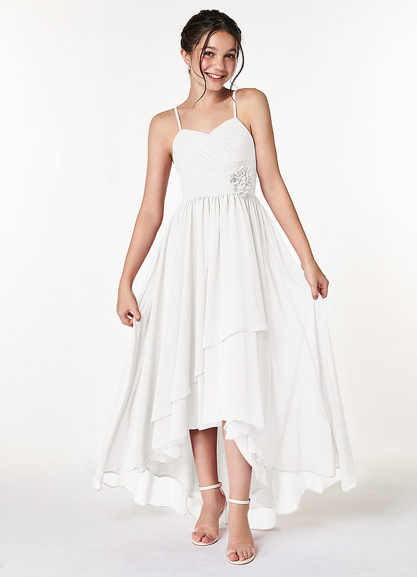 Jelory Girls Off Shoulder Flower Girl Dress - Ruched Chiffon Bridesmaid Maxi Dress