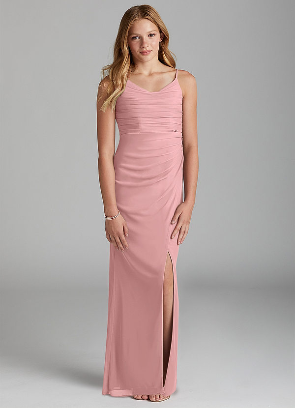 Azazie Deandra Junior Robe Fourreau en Maille Rose Poussiéreuse image1