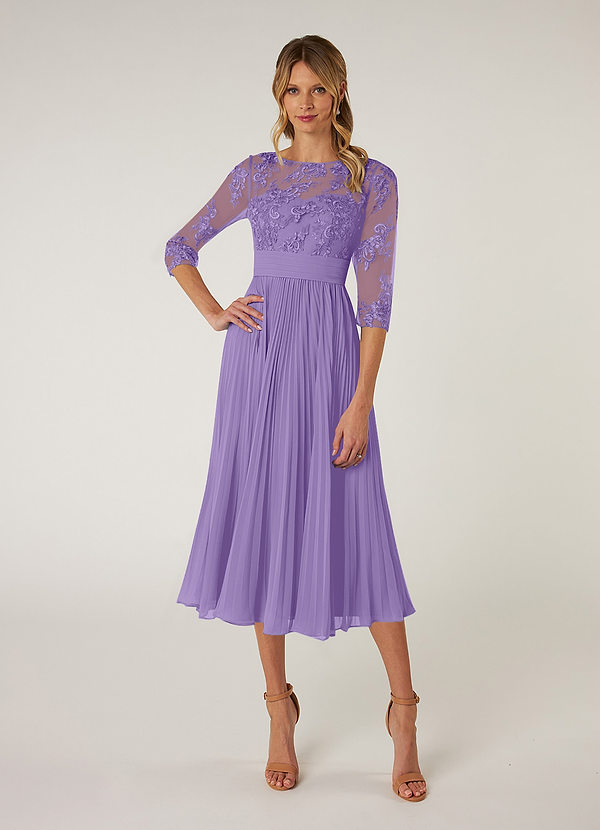 Azazie Tutu Mother of the Brides Dresses Tahiti A-Line Boatneck Lace Chiffon Dress image1