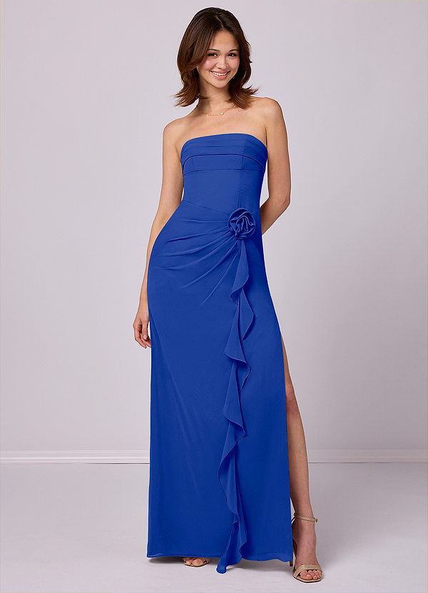 Barbie ♥ Azazie Bruidsmeisjes Jurken Converteerbaar Jurk van Chiffon met Kolom Strapless Koningsblauw image1