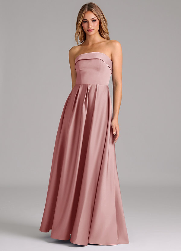 Azazie Lucienne Bridesmaid Dresses Dusty Rose A-Line Strapless Stretch Satin Convertible Dress image1