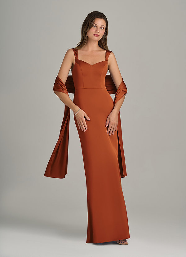 front Azazie Xale De Cetim Elástico De Cor Correspondente