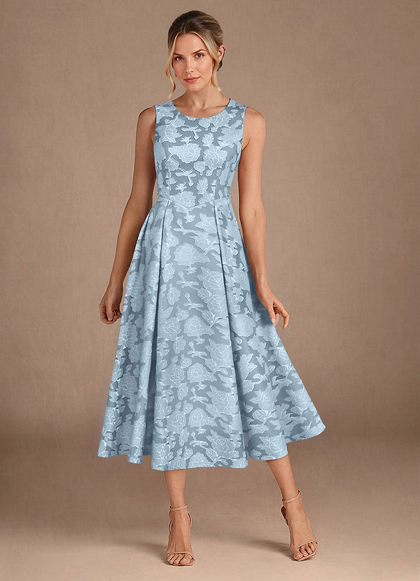 Azazie Fulton Vestidos de Madre de la Novia Vestido de Azul Cielo de Devorado Floral de Corte En A con Plisado image1