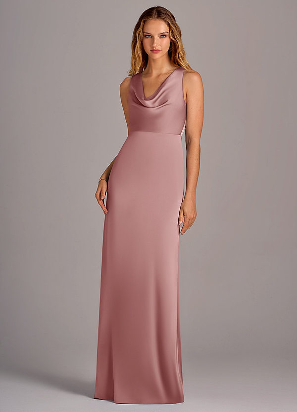 Azazie Wrenlee Bridesmaid Dresses Dusty Rose A-Line Stretch Satin Dress image1