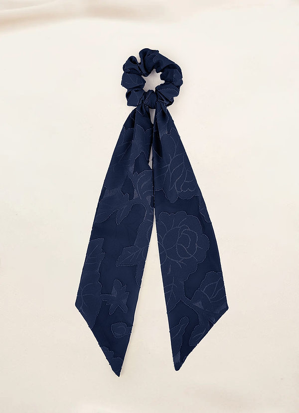 front Matching Color Floral Burnout Hair Scarf Scrunchie