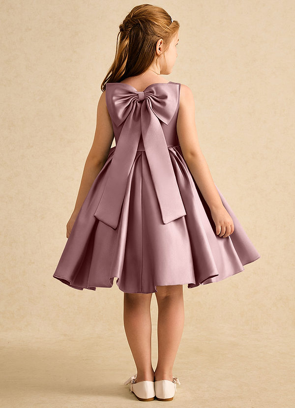 Azazie Jessie Flower Girl Dresses Dusty Rose A-Line Bow Matte Satin Dress image1