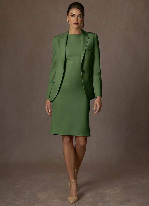 front Kennedy Olijf Set van gestructureerd stretchjack en kostuum