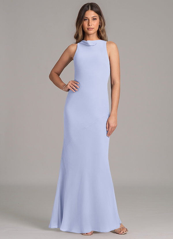 Azazie Allettie 신부 들러리 드레스 인어 쉬폰 바닥 길이 드레스 image1