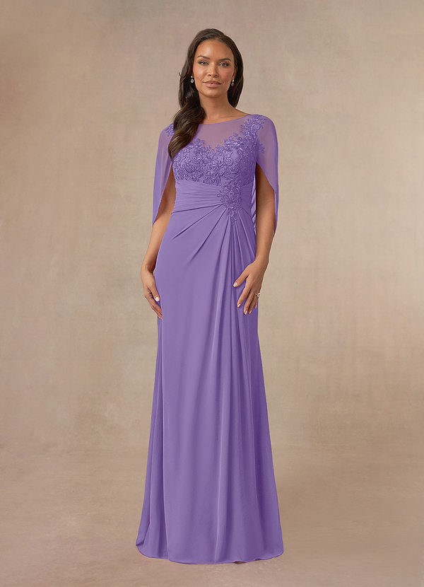 Azazie Hera Mother of the Brides Dresses Tahiti A-Line Lace Capelet Chiffon Dress image1