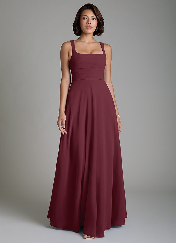 Azazie Azaria Bridesmaid Dresses Cabernet A-Line Corset Chiffon Dress image1