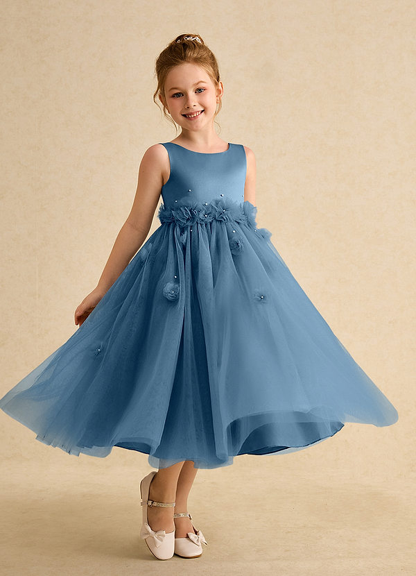 Azazie Lux Flower Girl Dresses Bermuda A-Line Beaded Tulle Dress image1