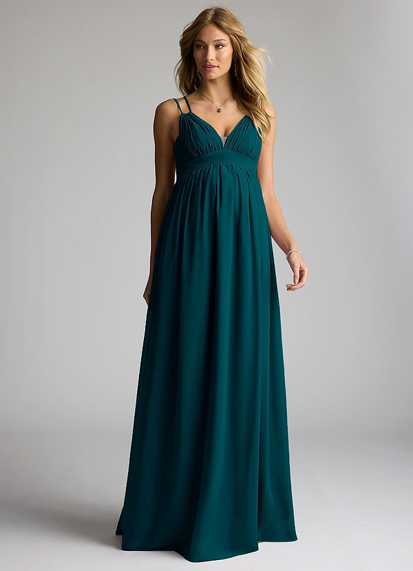 Azazie Emree Maternity Bridesmaid Dresses A-Line Chiffon Floor-Length Dress image1