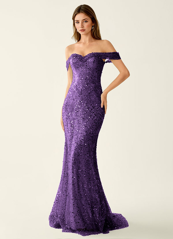 Caterina Ciruela Vestido de fiesta con lentejuelas y espalda con cordones image1