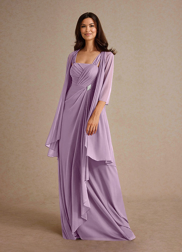 Azazie Clinton Vestidos de Madre de la Novia Vestido de Glicinia de Malla de Corte En A con Plisado image1