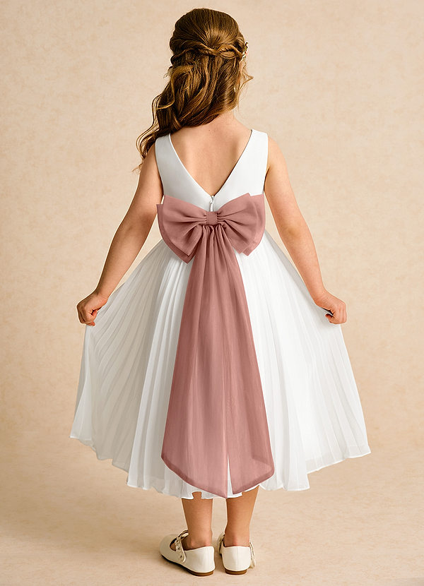 Azazie Margot Abiti da Ragazza di Fiori Abito A-Line in Chiffon Plissettato Avorio Cedro Rosa image1