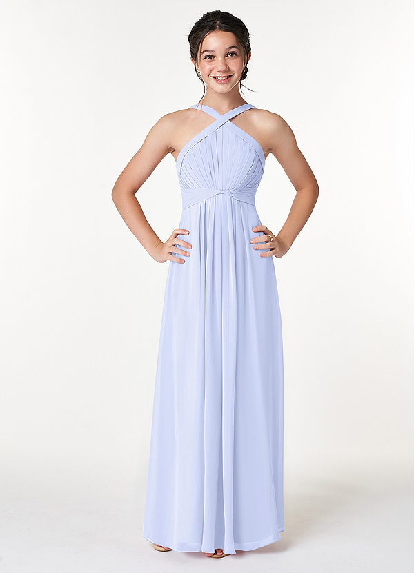 Azazie Anthea Pleated Chiffon Floor-Length Junior Bridesmaid Dress image1