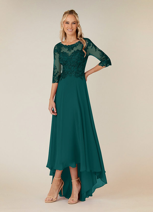 Azazie Monza Mother of the Brides Dresses Peacock A-Line Lace Chiffon Dress image1