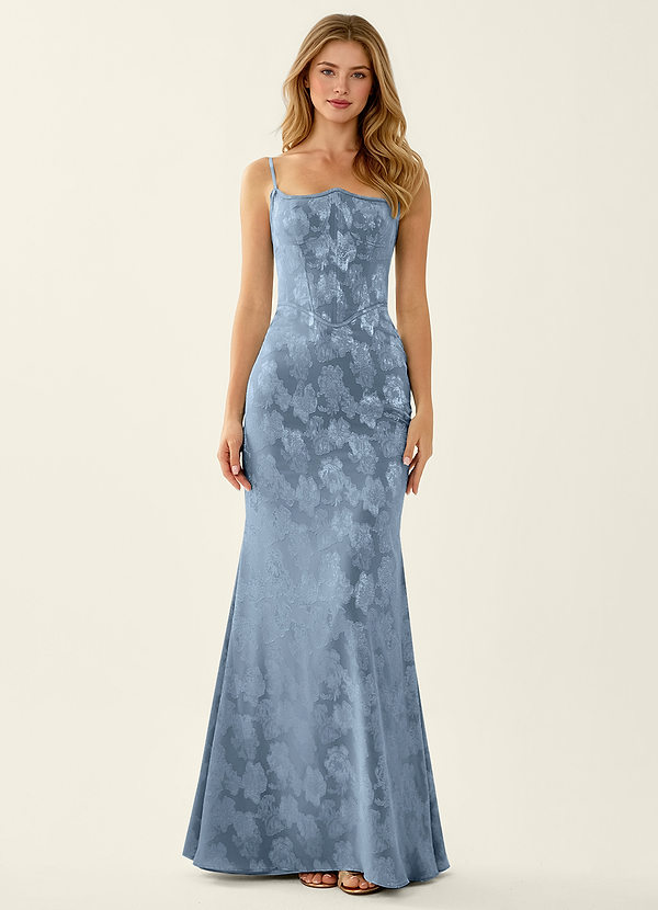 Luciole Dusty Blue Lace Corset Lace Up Back Mermaid Prom Dress image1