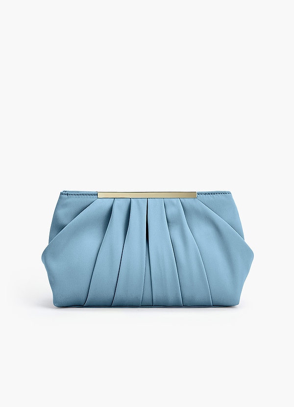front Bijpassende kleur stretch satijnen geplooide clutch