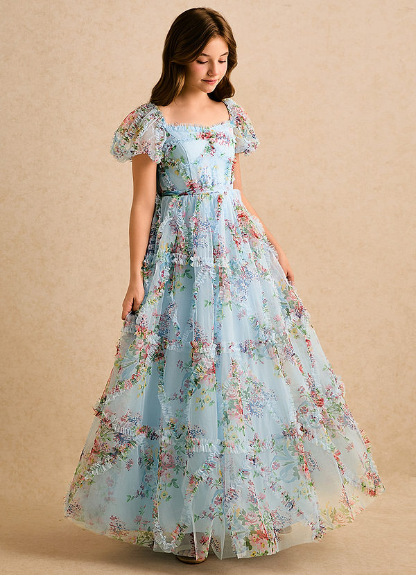 Azazie Naelli Girls Formal Klänningar för brudeflicka Klä A-Line i Chiffong Rynkad image1