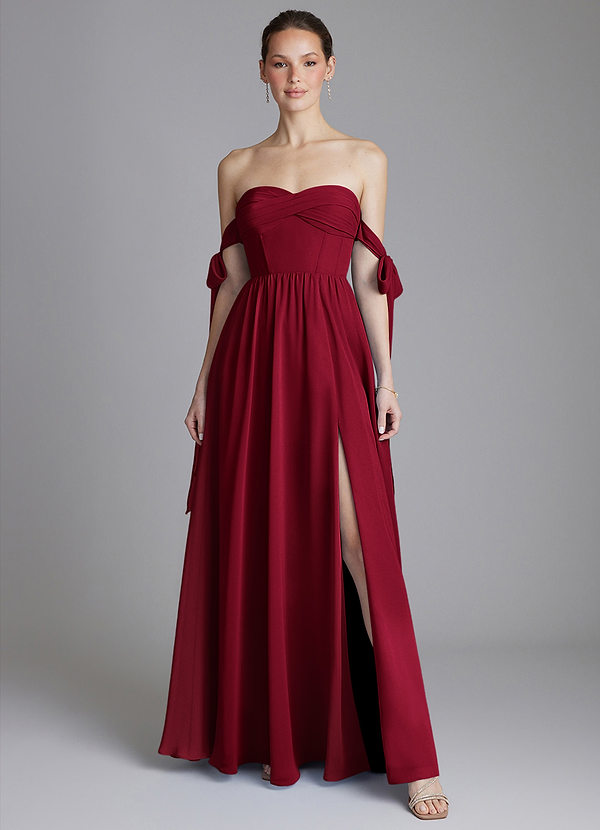 Azazie Ayanna Suknie dla druhen Linia A Zza ramienia Szyfon Do ziemi Sukienka image1