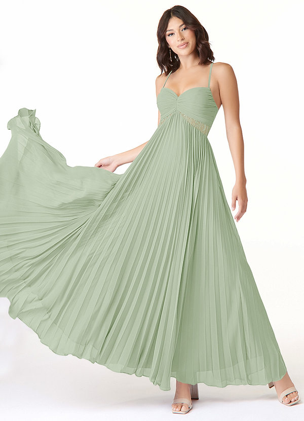 Azazie Devyn Bridesmaid Dresses A-Line Corset Chiffon Ankle-Length Dress image1