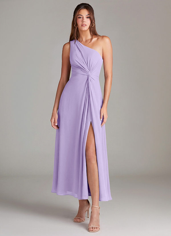 Azazie Brooke Bruidsmeisjes Jurken Jurk van Chiffon met A-Lijn One-Shoulder Lila image1