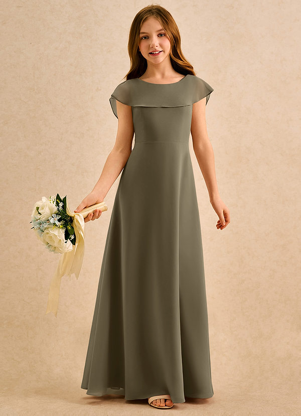 Azazie Kittie Girls Formal Bloemenmeisjes Jurken A-Lijn Jurk van Chiffon Wilgengroen image1