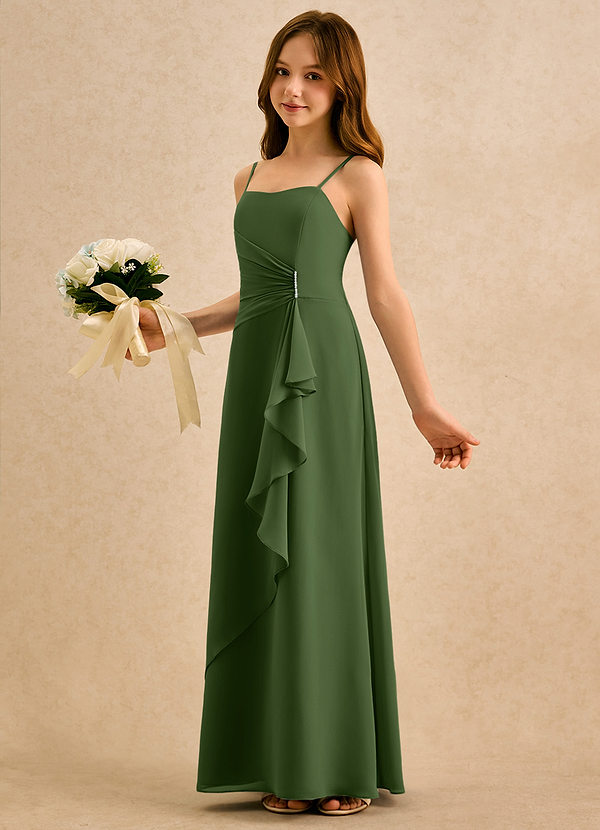 Azazie lolly Girls Formal Sukienki dla dziewczynek sypiących kwiaty Linia A Pofałdowany Szyfon Długość podłogi Sukienka image1