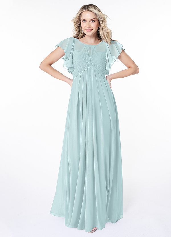 Azazie Lily Modest Bridesmaid Dresses Empire Pleated Chiffon Floor-Length Dress image1