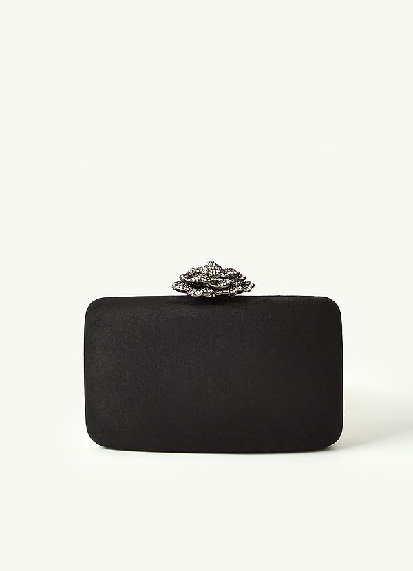 Borsa a mano in pelle scamosciata con cristalli e rosa front