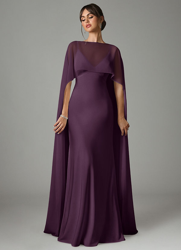 Azazie Stefania Abiti da Damigella Abito A-Line in Raso Elasticizzato Prugna image1