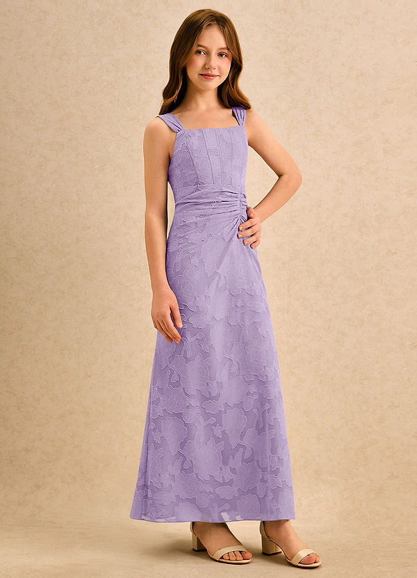 Azazie Brookie Girls Formal Vestidos de Niña de Flores Vestido de Lila de Devorado Floral de Corte en A con Sin mangas image1