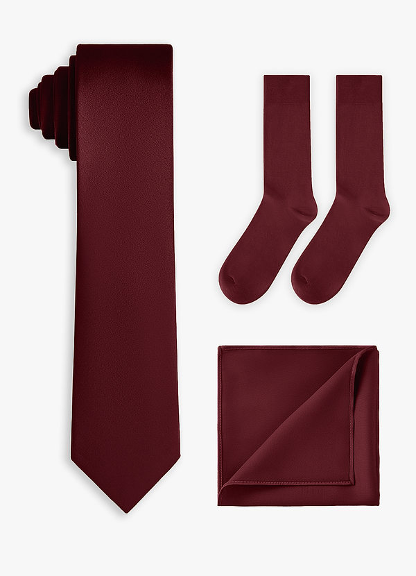 front Matching Stretch Satin Skinny Tie & Pocket Square & Socks Set