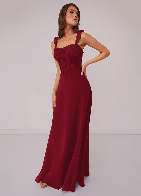 Barbie ♥ Azazie Bridesmaid Dresses Burgundy A-Line Sweetheart Neckline Chiffon Dress image1