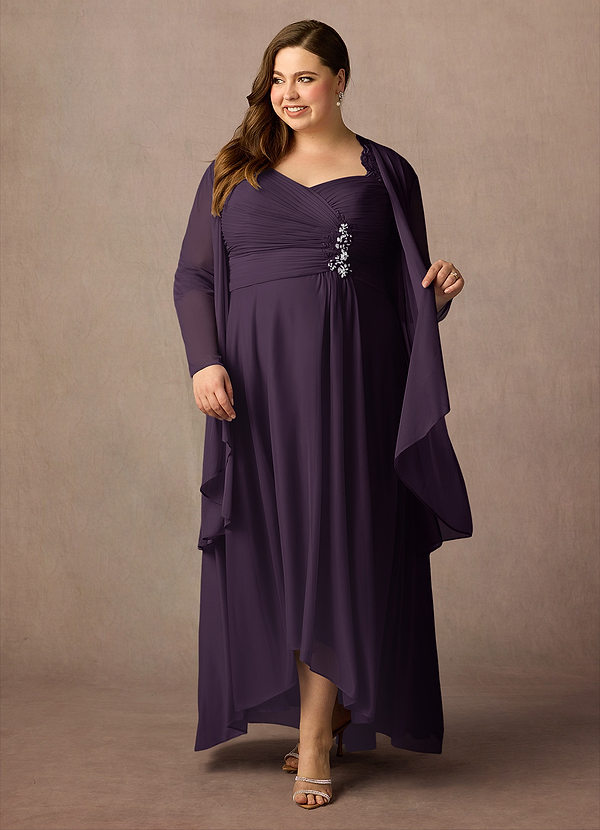 Azazie Anne Mother of the Brides Dresses Plum Sheath Sweetheart Sequins Lace Dress image1