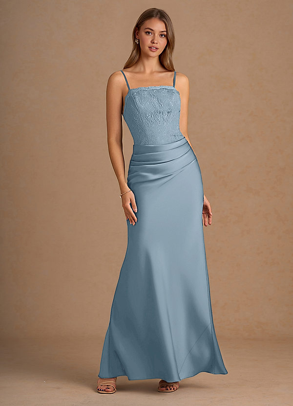 Elodie Azzurro Polvere Abito da ballo a sirena in pizzo e raso image1