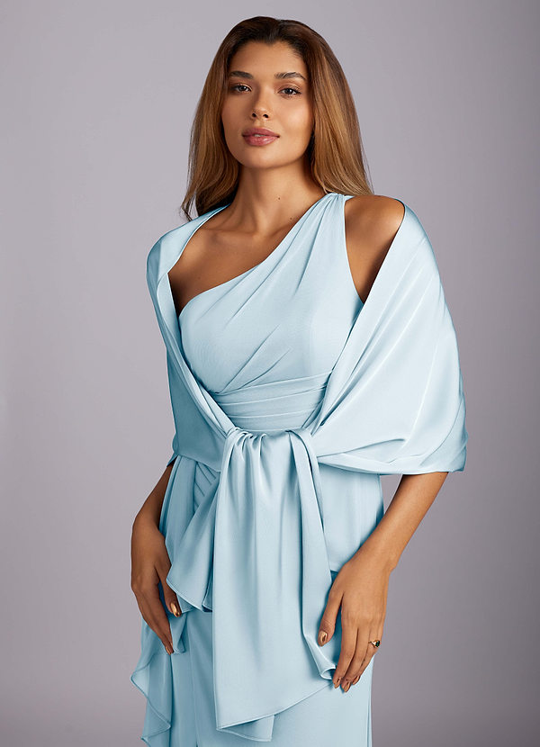 front Azazie Châle En Satin Extensible Aleena De Couleur Assortie