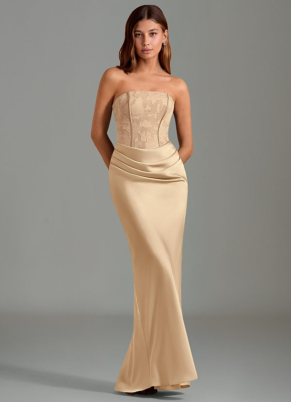 Azazie Emilia Brautjungfernkleider Meerjungfrau-Linie Schulterfrei Stretch-Satin Kleid Champagner image1