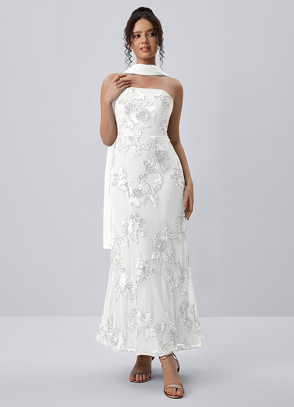 Esperanza White Strapless 3D Floral Applique Maxi Dress image1