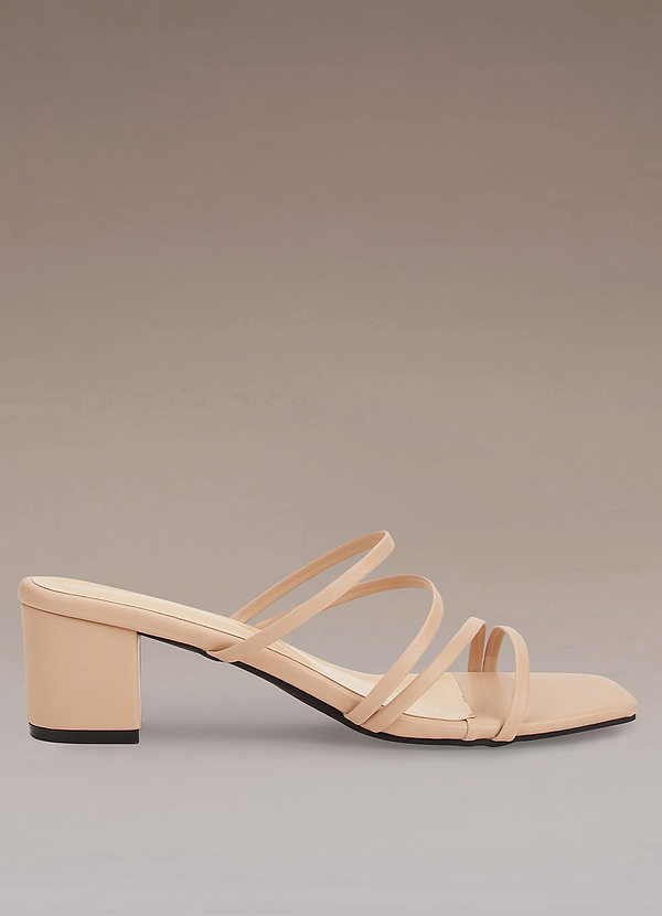 front Nude Strap Low Heel Sandals