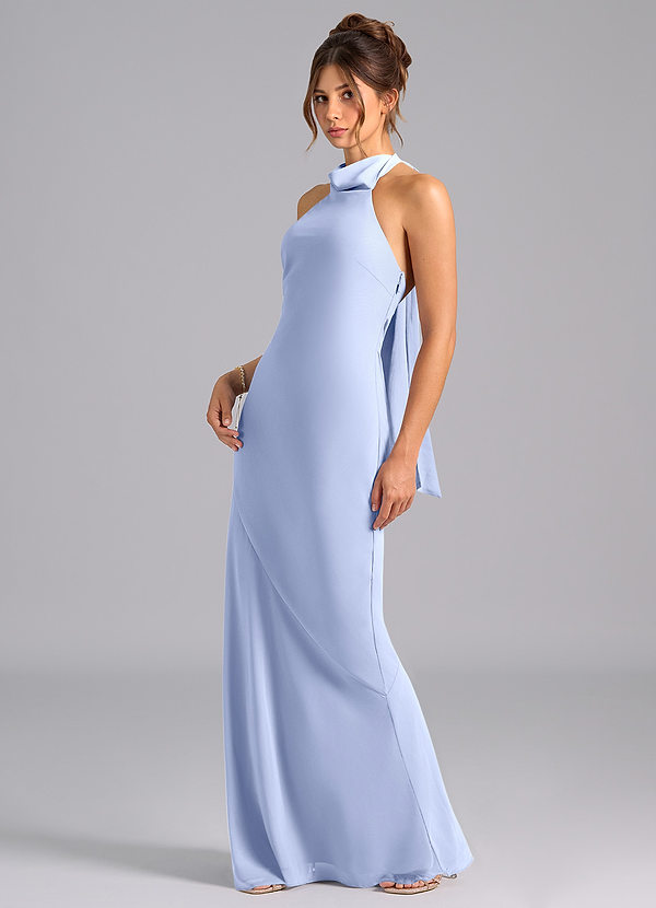 Azazie Velli Bridesmaid Dresses Ice Mermaid High Neck Chiffon Dress image1