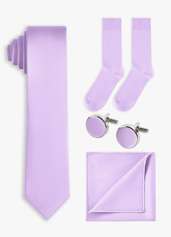 front Matching color 4-Piece Stretch Satin Skinny Tie Set